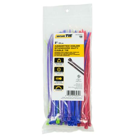 GARDNER BENDER 8 in. Multi Color Standard Duty Cable Tie, 100PK 221016